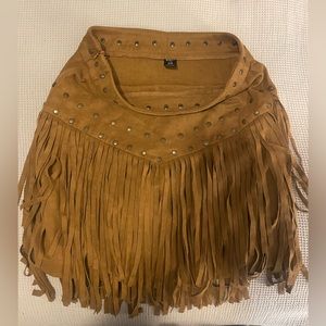 Fringe suede mini skirt